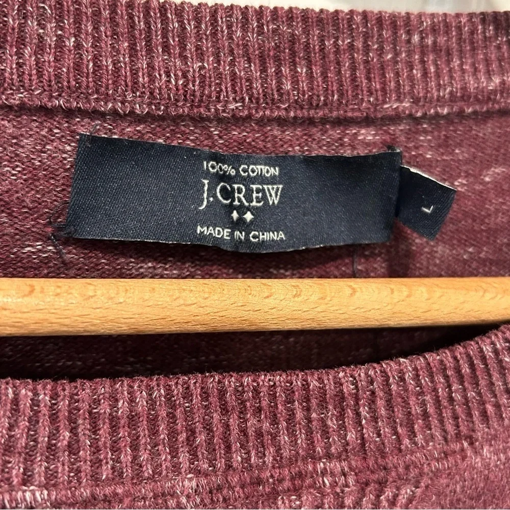 J Crew Mens Sweater Heathered Burgundy Long Sleeve Crew Neck Cotton Size large